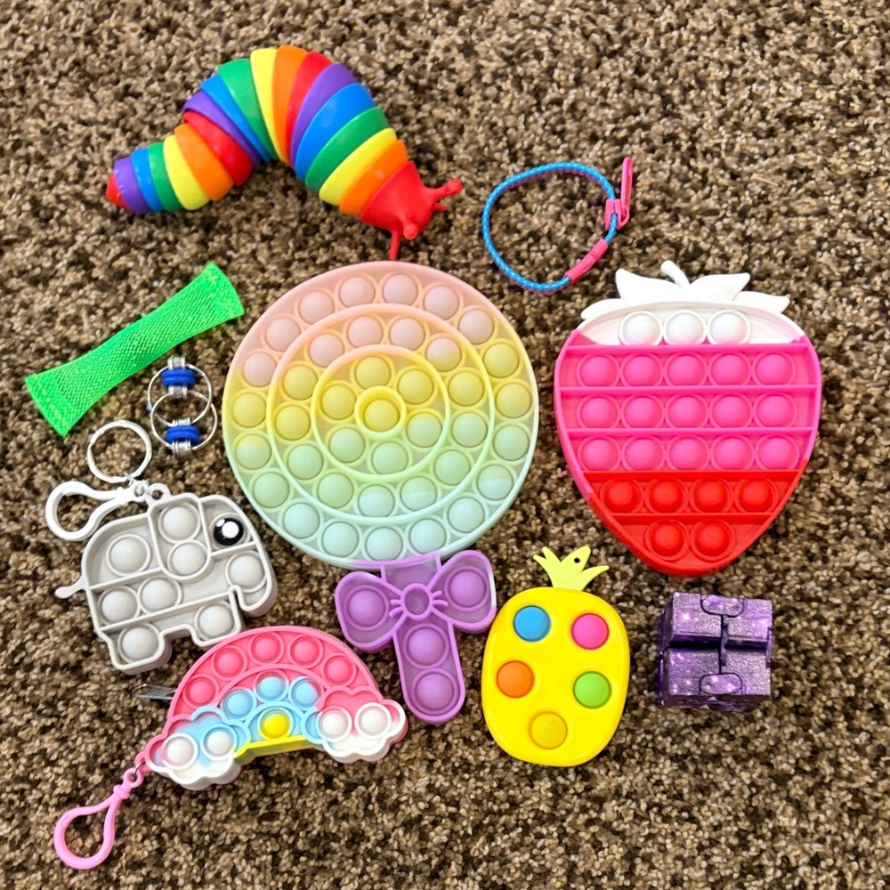 Kids Rainbow Pop-It Fidget Toy Bundle - Assorted Colors